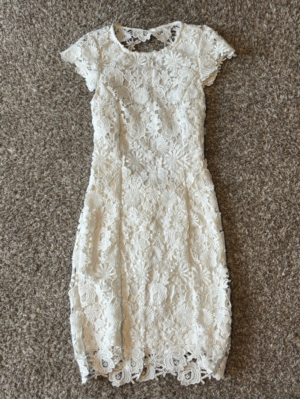 Lulu's Ivory Floral Lace Midi Dress